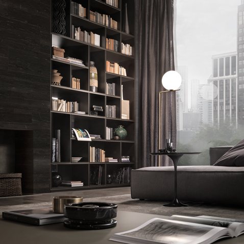 Versione in in alluminio brown e schienali in vetro laccato cacao reflex.