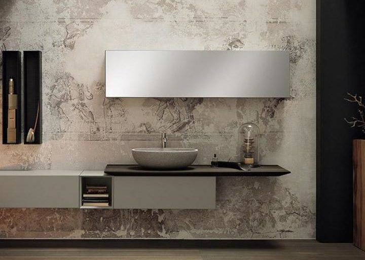 Versione laccato conchiglia satinato con piano Surf in rovere carbone realizzato in folding.