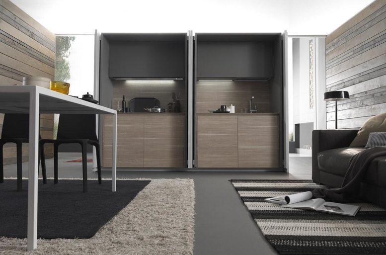 Colonne complete di elettrodomestici con porte a scomparsa